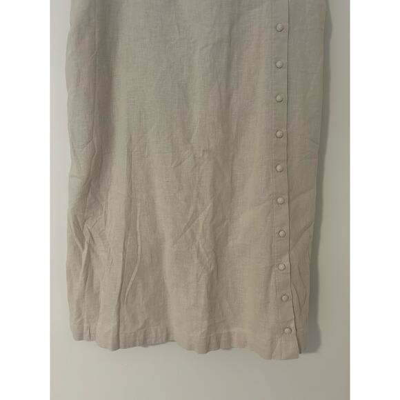 NWT Abercrombie Fitch Button Front Dress Tan Linen Cotton Blend M Tall Skort MT - Picture 3 of 10